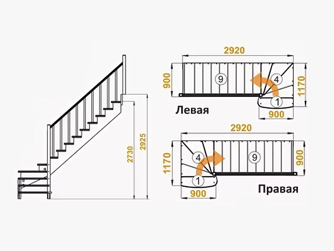 Деревянная лестница К-001М/7-3