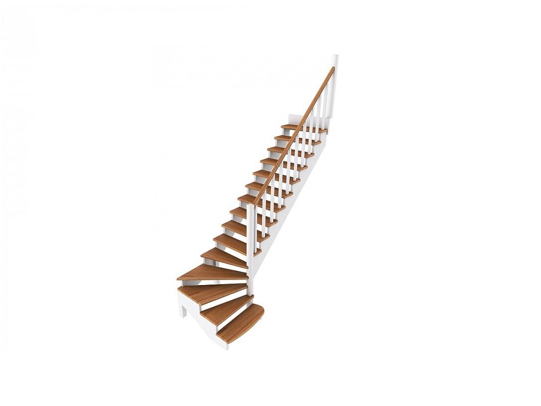 Деревянная г-образная лестница с поворотом на 90° К-001М/8-2