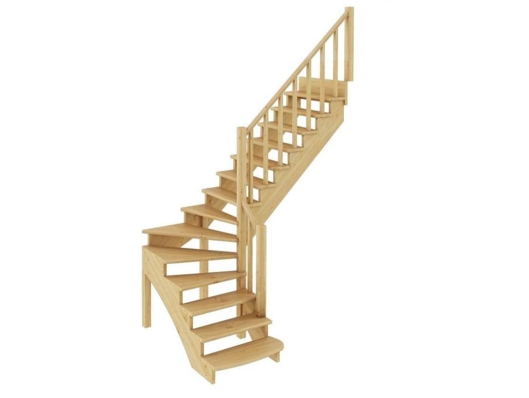 Деревянная лестница с забежными ступенями К-001М/2!-1