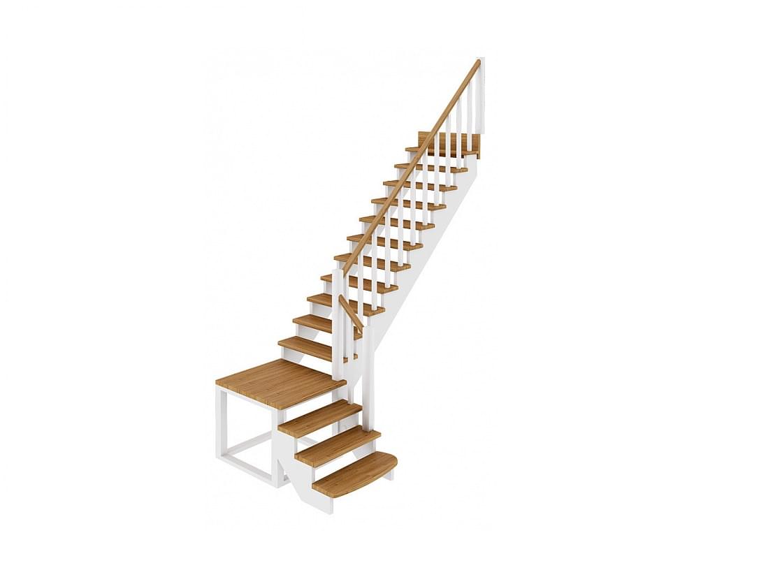 Деревянная г-образная лестница с поворотом на 90° К-002М/1!-2