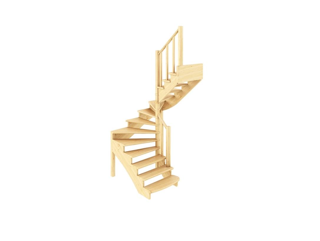 Деревянная лестница с забежными ступенями К-003М/2-1