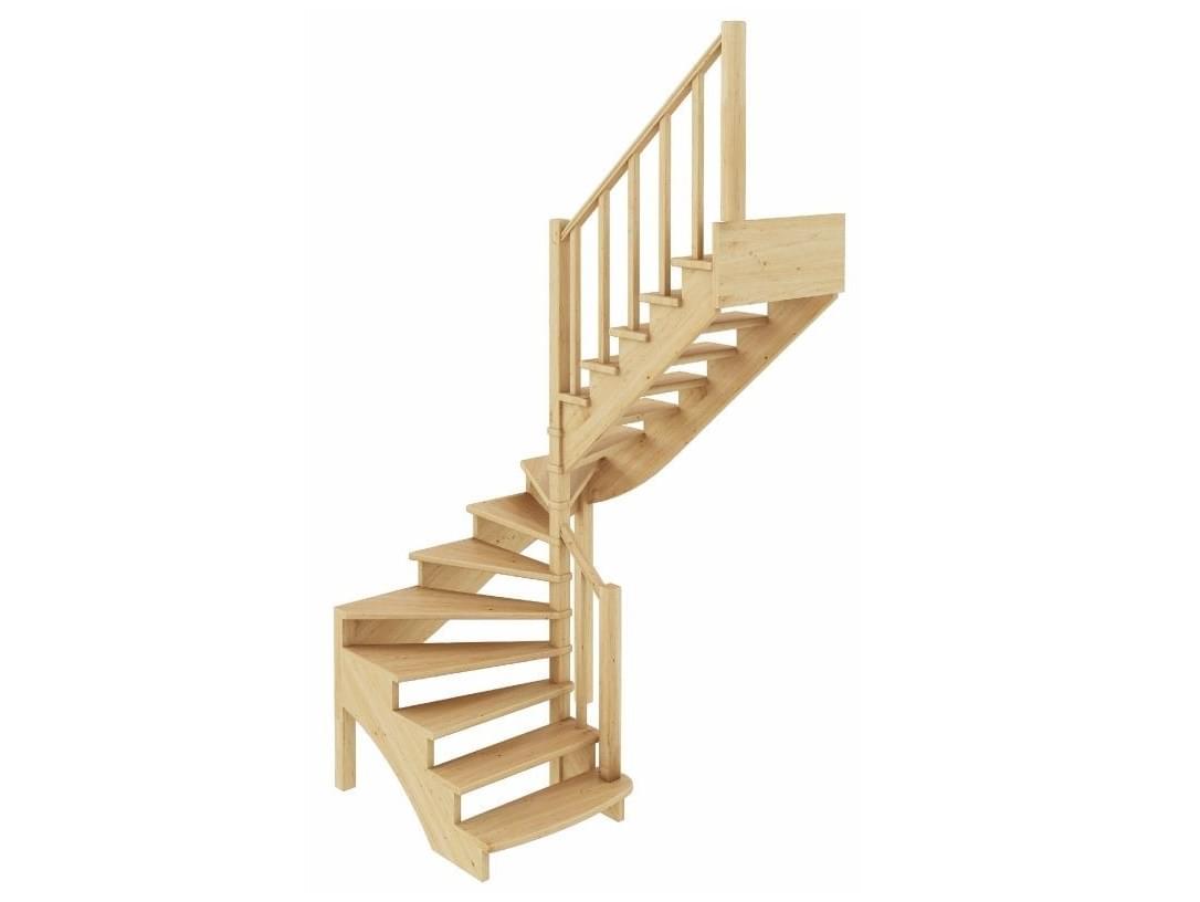 Деревянная лестница с забежными ступенями К-003М/4-1