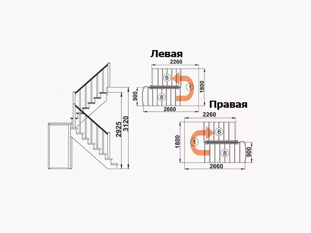 Деревянная лестница К-004м/2!-2
