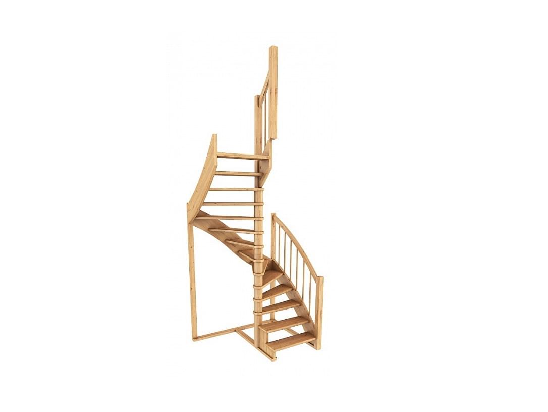 Деревянная лестница с забежными ступенями К-005М/2-1