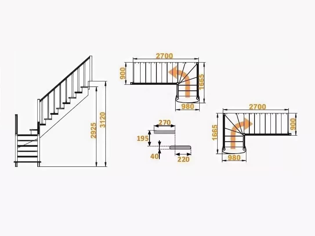 Деревянная лестница к-021м!-3