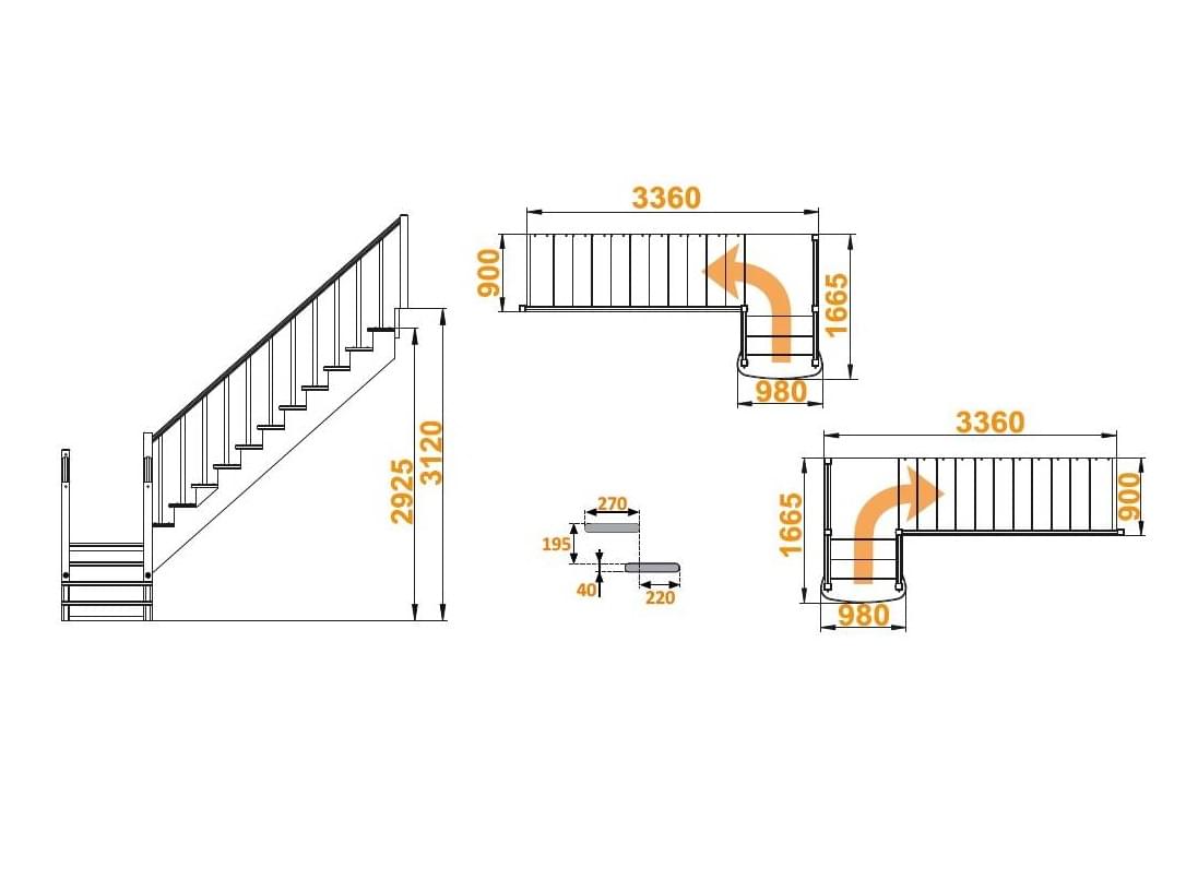 Деревянная лестница К-022м-3