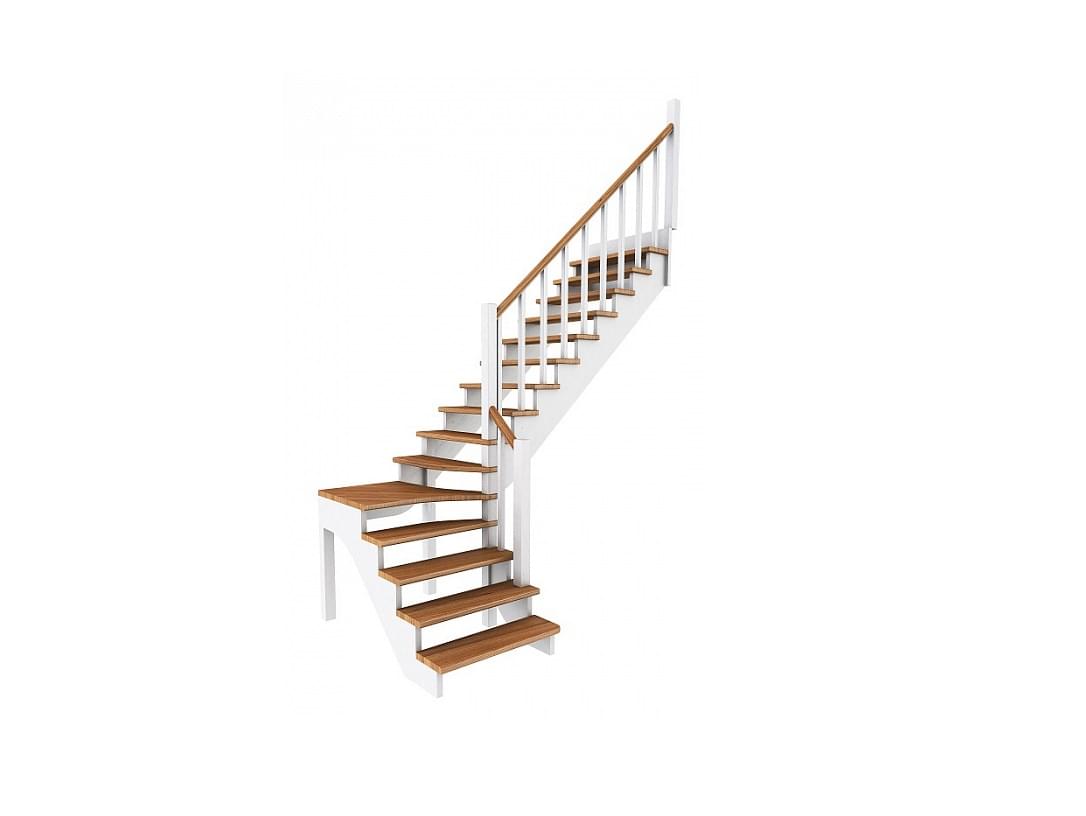 Деревянная г-образная лестница с поворотом на 90° К-031М/4!-2