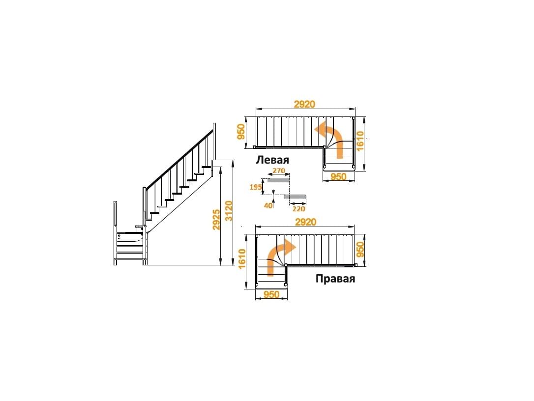 Деревянная лестница К-032М-3
