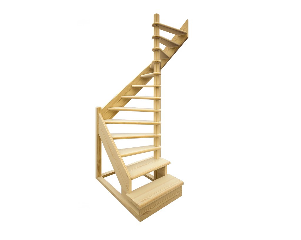 Деревянная Лестница ЛЕС-01 универсальная с забежными ступенями-1