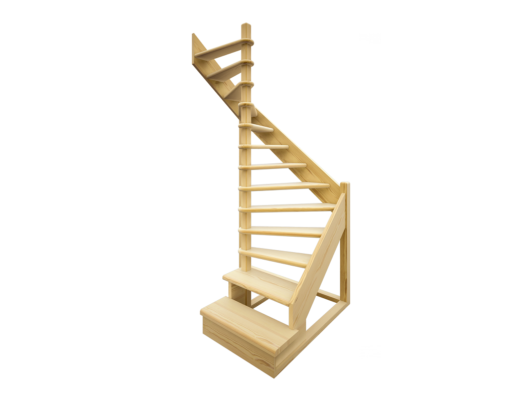 Деревянная Лестница ЛЕС-01 универсальная с забежными ступенями-2