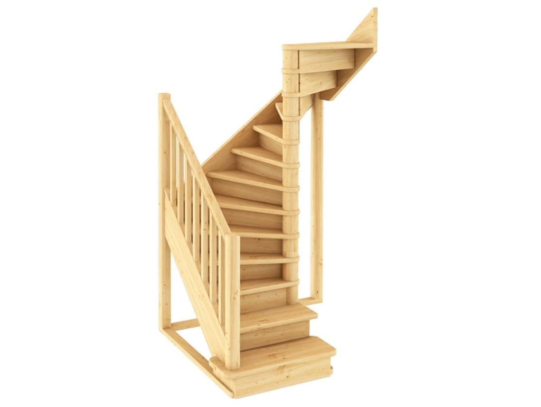 Деревянная п-образная лестница на второй этаж ЛС-05М!-1
