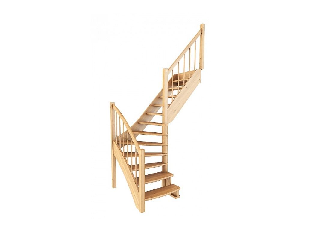 Деревянная лестница с забежными ступенями ЛС-09М/2!-1
