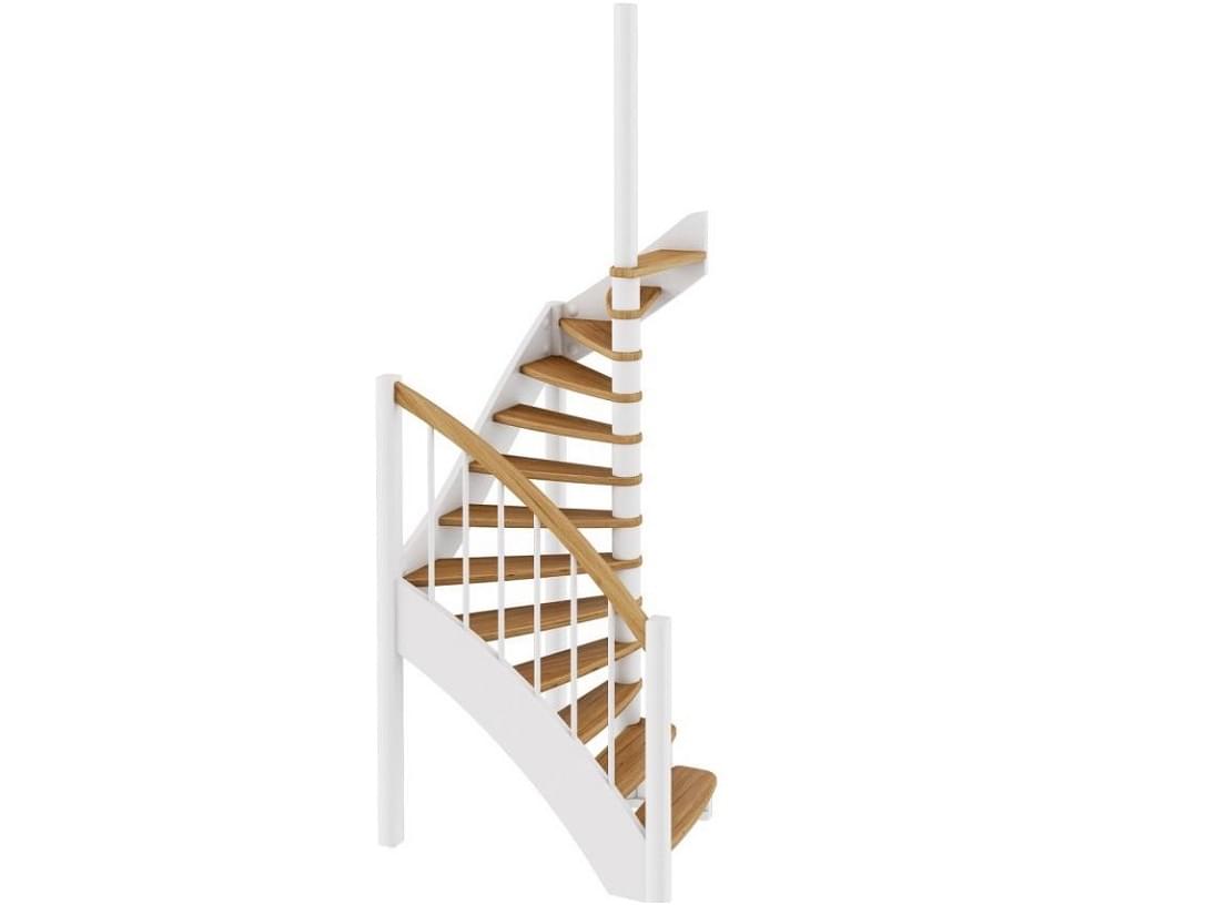 Деревянная лестница с забежными ступенями на второй этаж ЛС-04М!-2