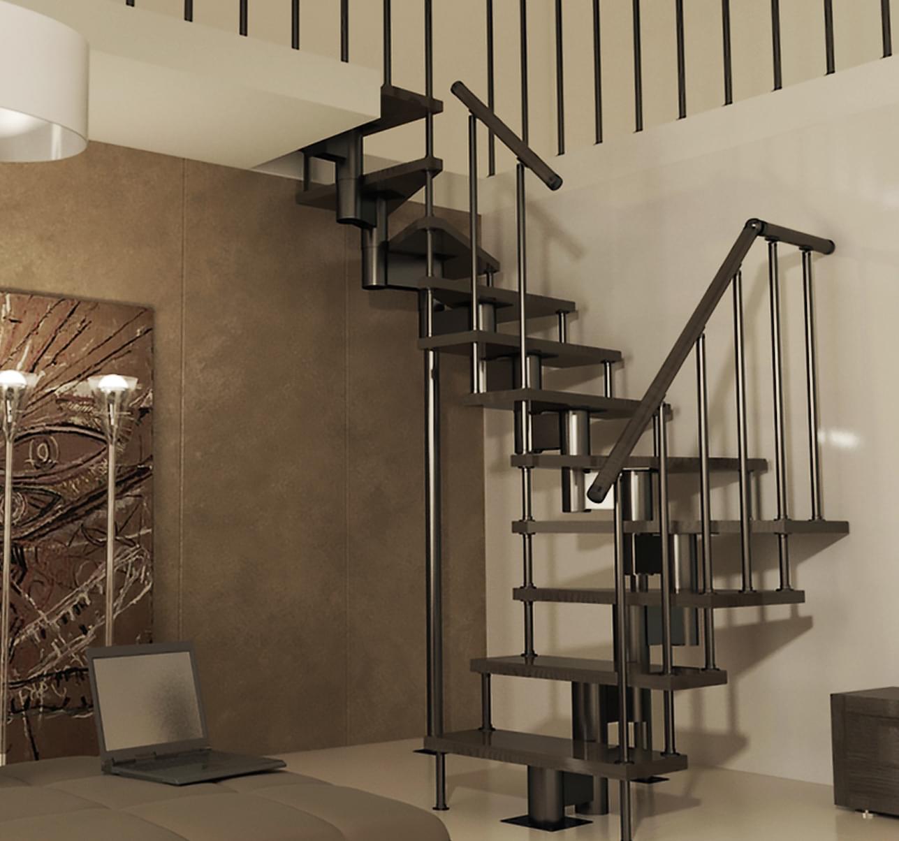 Модульная лестница с поворотом в дом на второй этаж Modul Lux home!-1
