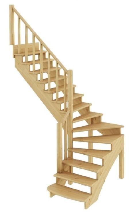 Деревянная лестница с забежными ступенями К-001М/2, цена от 49990 .